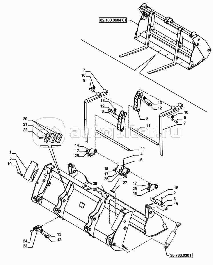 82.100.0604(02) 6X1 BUCKET WITH TEETH LOADING BUCKET 6X1 (1.15M3) WITH TEETH (VAR.742470) C7338