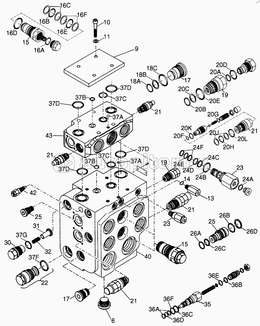 VALVE ASSEMBLY, LOADER CONTROL - TWO, THREE, FOUR SPOOL 921F