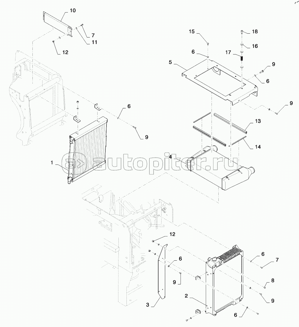 RADIATOR, TRANSMISSION AND HYDRAULIC COOLER INSTALLATION 821F
