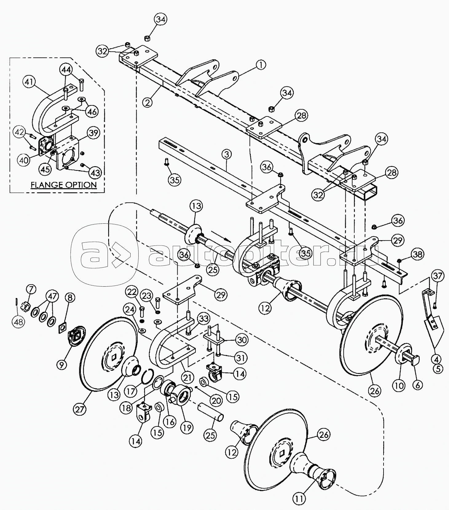 FRONT DISK GANG-5 SHANK ASSEMBLY (QUANTITIES FOR ONE GANG ASSEMBLY) 2006 MODELS & PRIOR