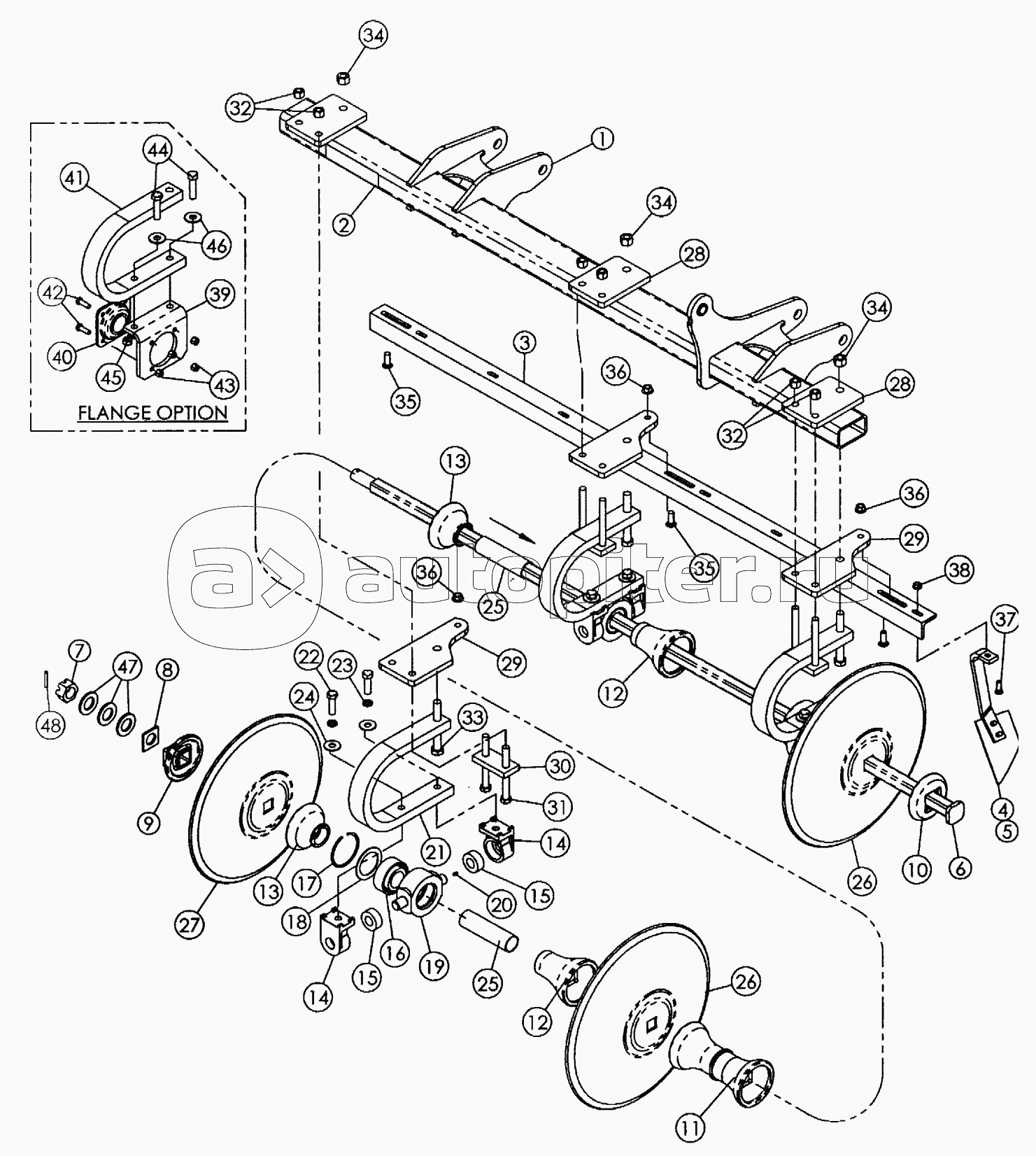FRONT DISK GANG-7 SHANK ASSEMBLY (QUANTITIES FOR ONE GANG ASSEMBLY) 2006 MODELS & PRIOR