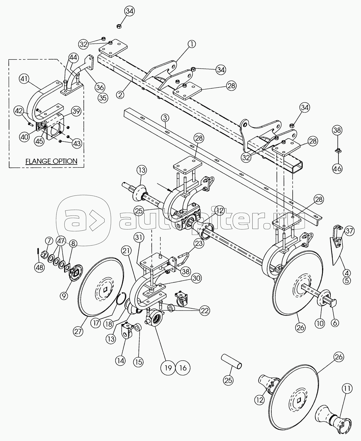 FRONT DISK GANG-7 SHANK ASSEMBLY (QUANTITIES FOR ONE GANG ASSEMBLY) 2007 MODELS & AFTER