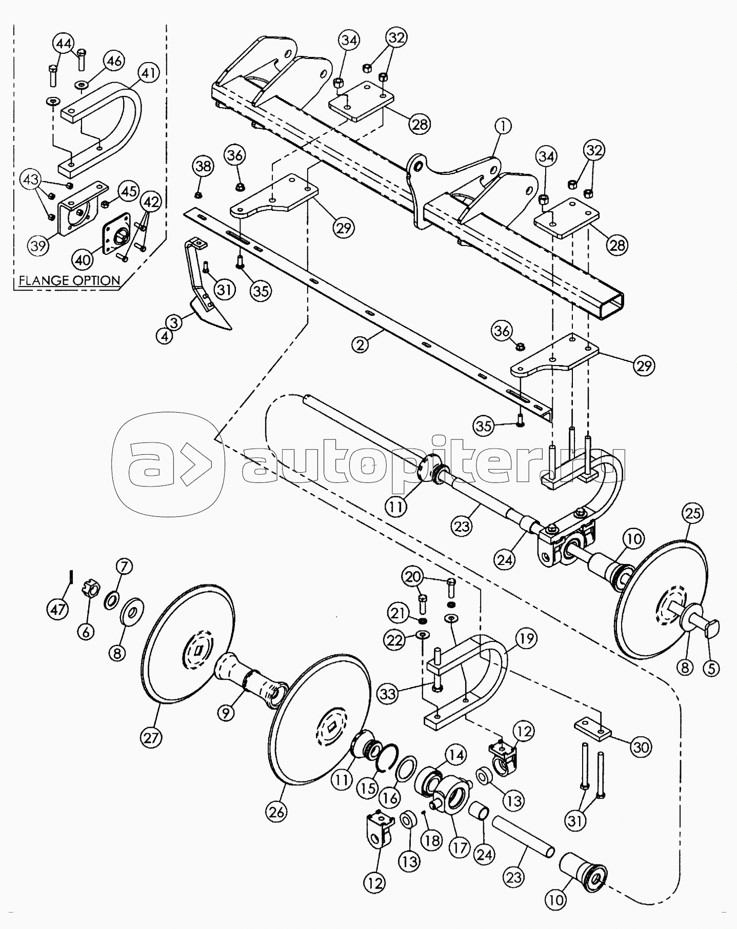 REAR DISK GANG-5 SHANK ASSEMBLY (QUANTITIES FOR ONE GANG ASSEMBLY) 2006 MODELS & PRIOR