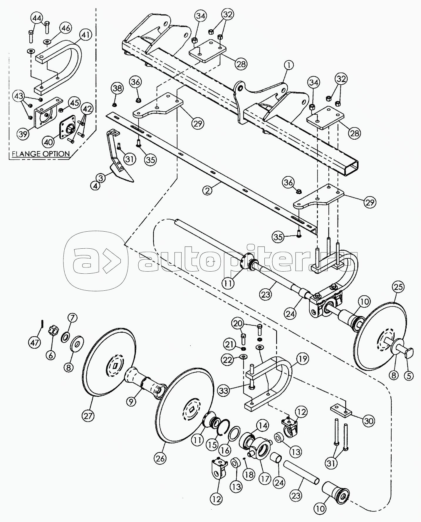 DISK GANG (7 SHANK NON-FOLD ASSY) (QUANTITIES FOR ONE GANG ASSEMBLY) 2006 MODELS & PRIOR