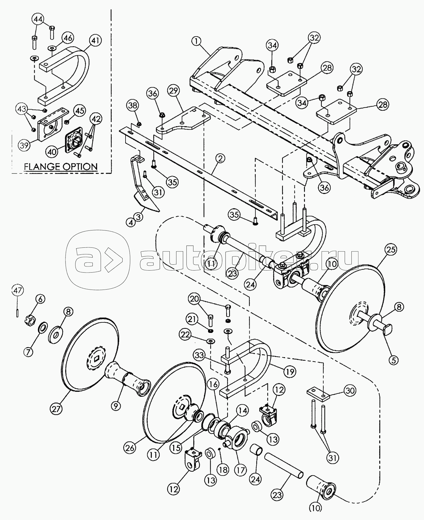 DISK GANG (7 SHANK FOLDING ASSY) (QUANTITIES FOR ONE GANG ASSEMBLY) 2006 MODELS & PRIOR