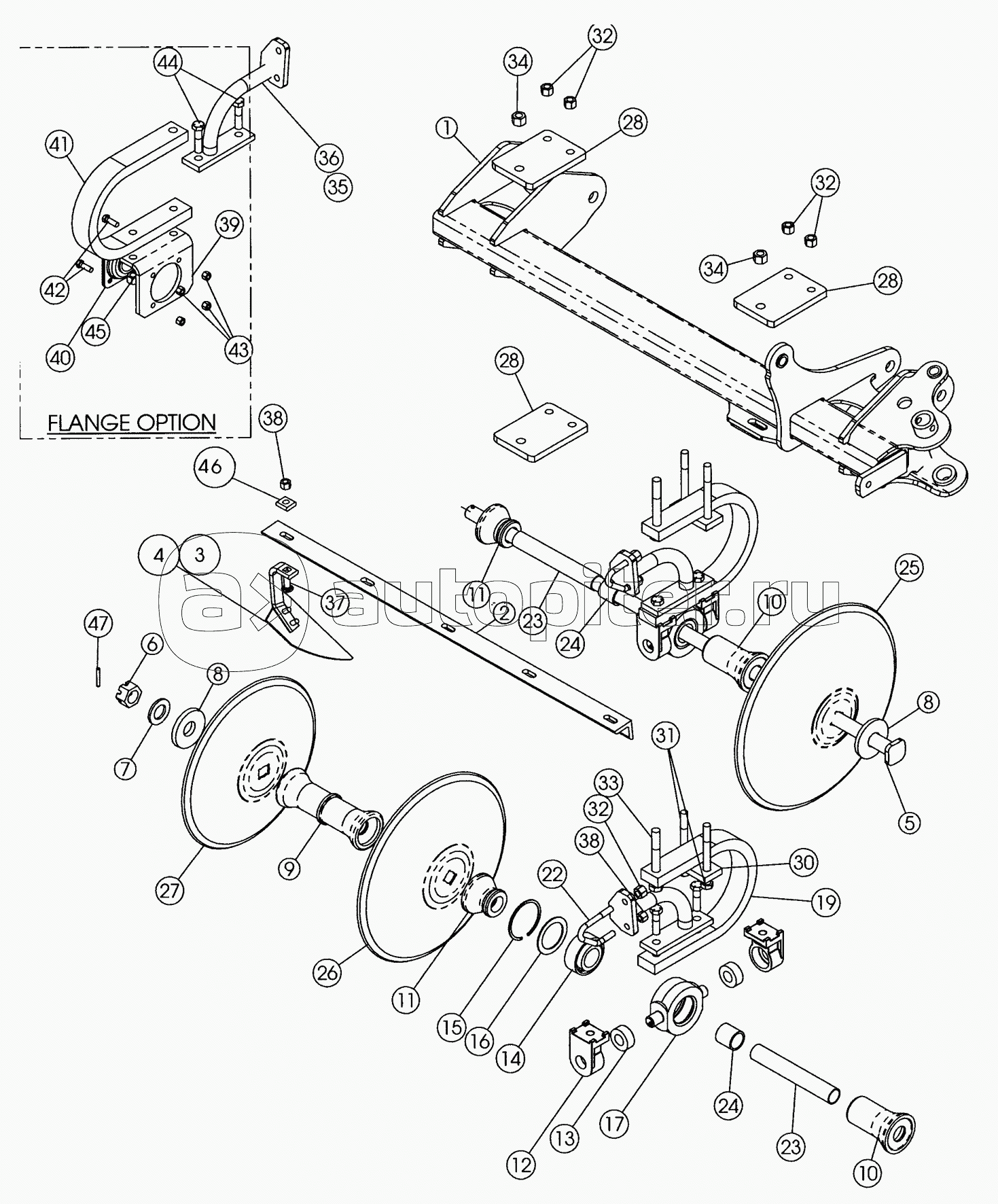 DISK GANG (7 SHANK FOLDING ASSY) (QUANTITIES FOR ONE GANG ASSEMBLY) 2007 MODELS & AFTER