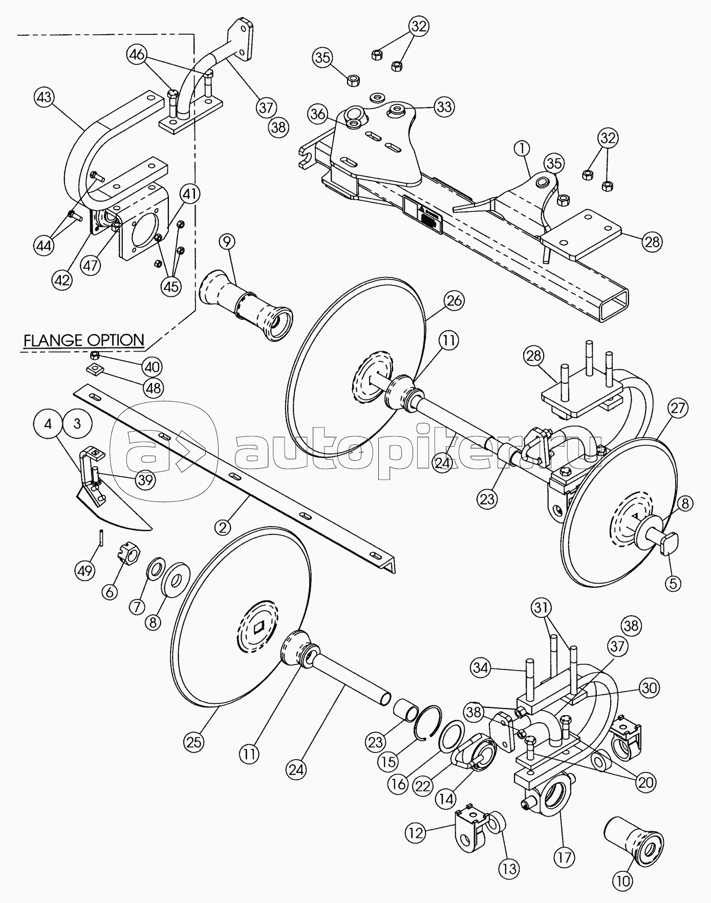 DISK GANG (7 SHANK REAR WING ASSY) (QUANTITIES FOR ONE GANG ASSY) 2007 MODELS & AFTER