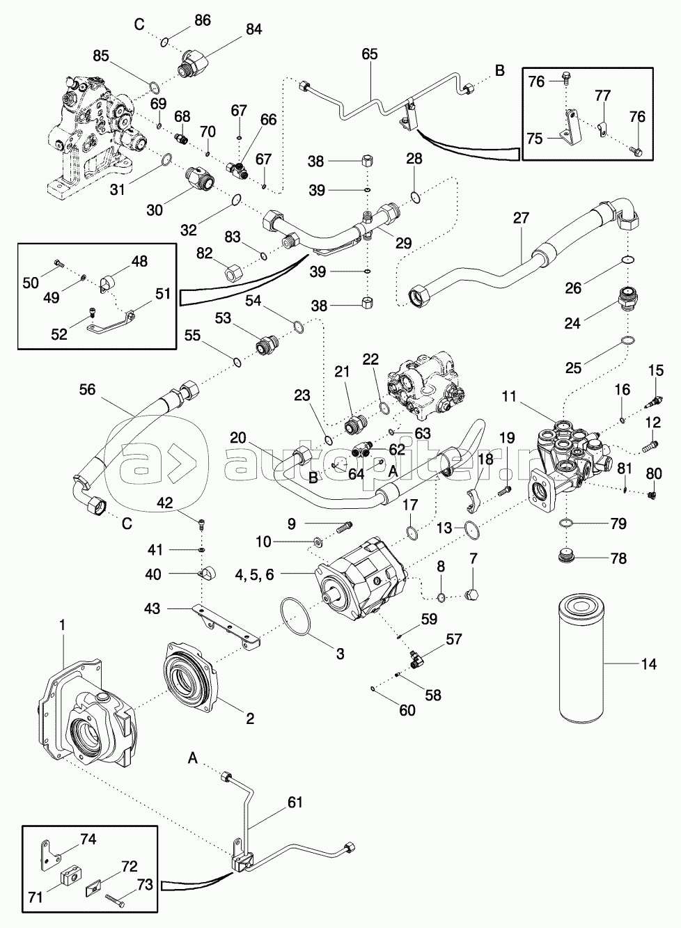HYDRAULIC SYSTEM - PISTON PUMP AND FILTER, STANDARD FLOW CAPACITY