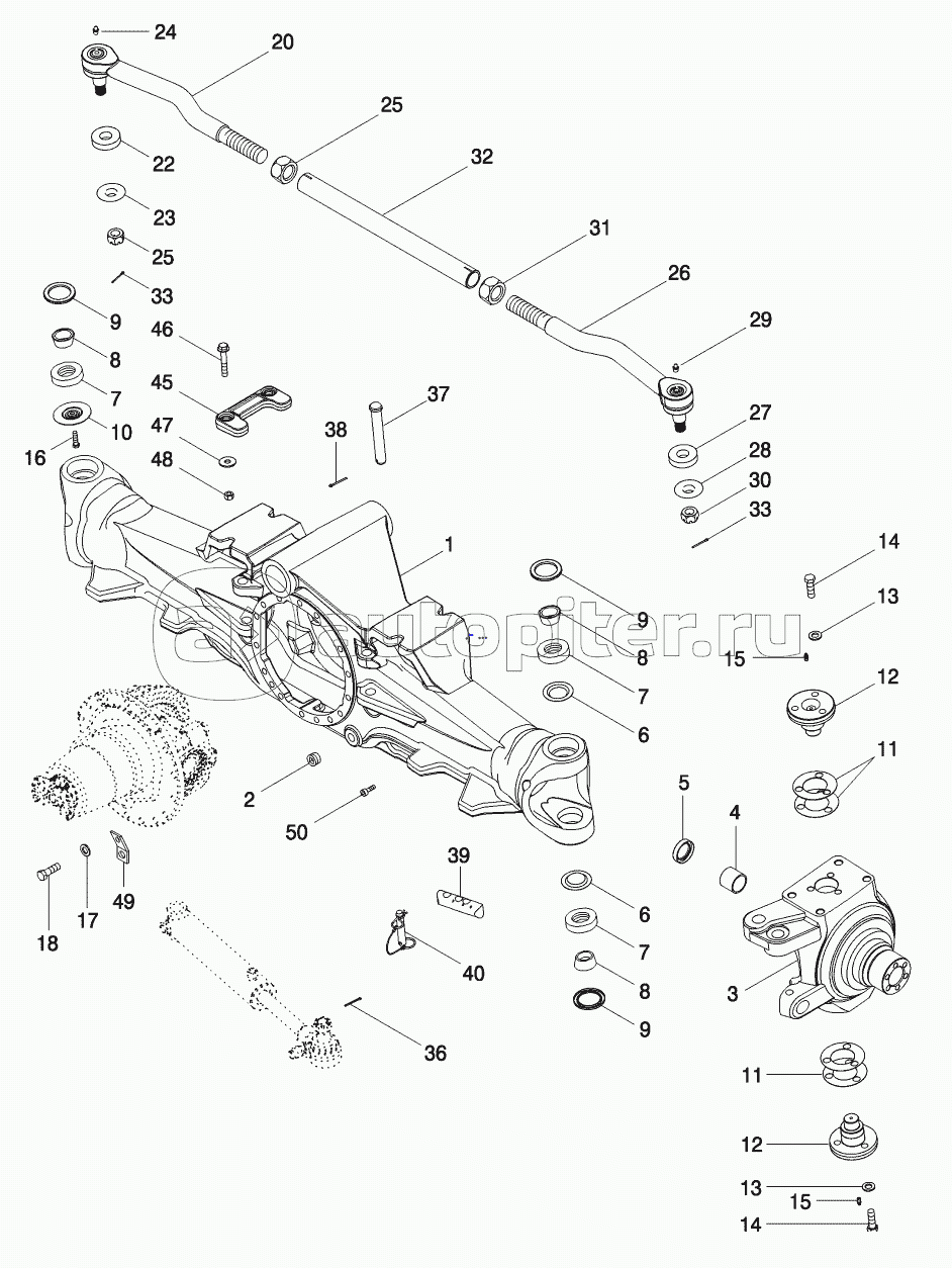 MFD AXLE HOUSING ASSEMBLY - STANDARD WITH 12 BOLT HUB, WITHOUT DIFFERENTIAL LOCK, BSN MY00184570