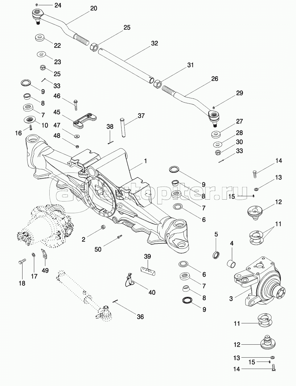 MFD AXLE HOUSING ASSEMBLY - STANDARD WITH 10 BOLT HUB, WITH DIFFERENTIAL LOCK, BSN MY00164725