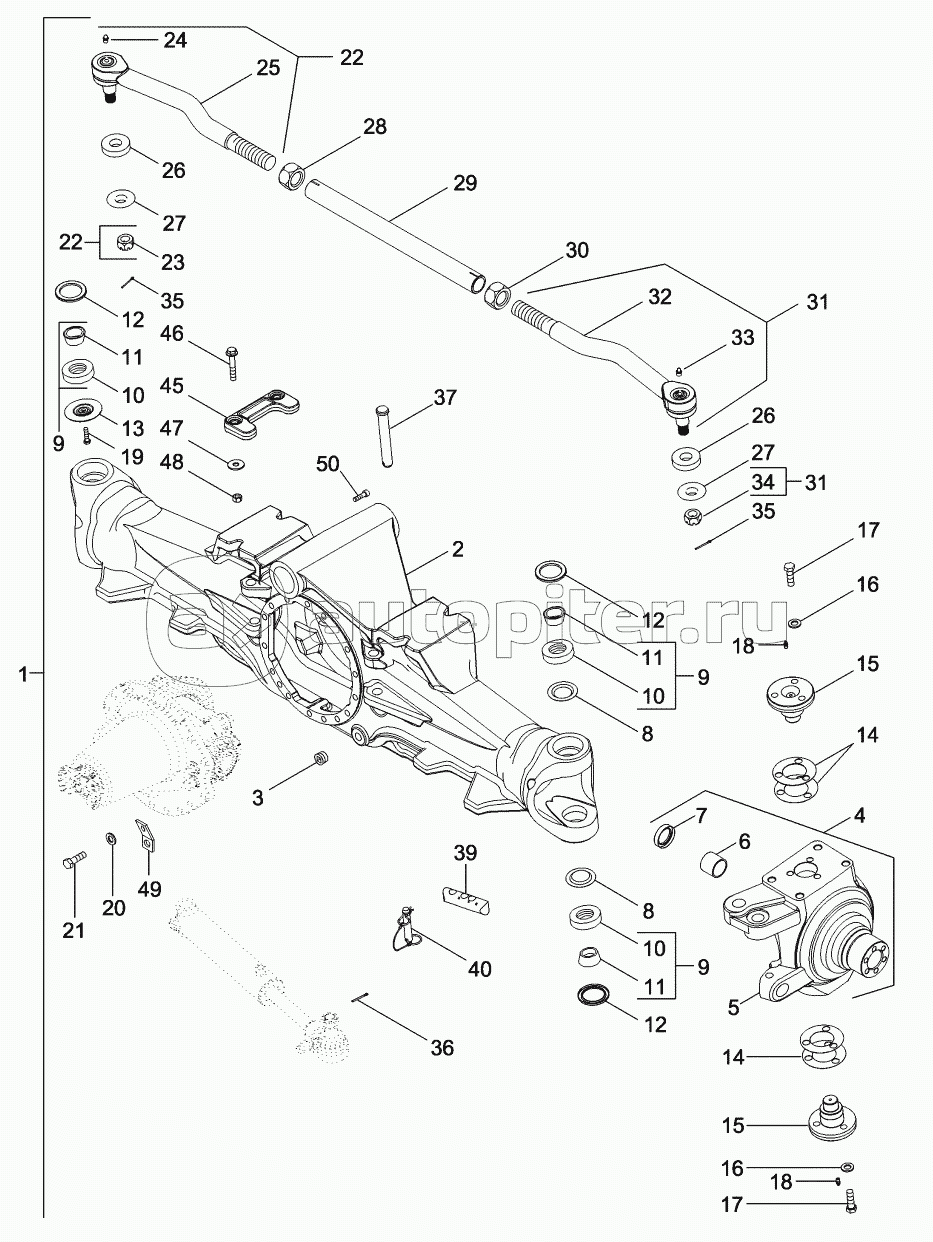 MFD AXLE HOUSING ASSEMBLY - STANDARD WITH 12 BOLT HUB, WITH DIFFERENTIAL LOCK, ASN MY00193740