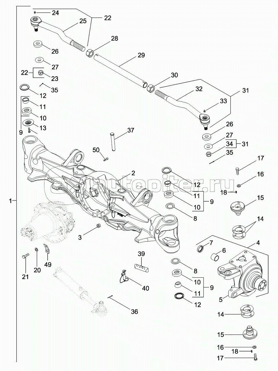 MFD AXLE HOUSING ASSEMBLY - SUSPENDED WITH 12 BOLT HUB, WITHOUT DIFFERENTIAL LOCK, ASN MY00195684