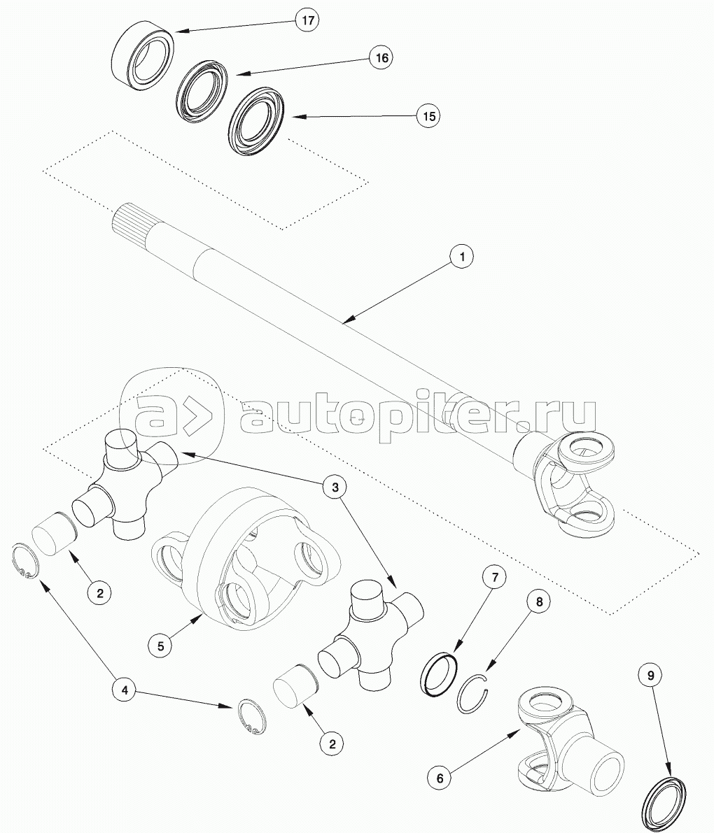 FRONT AXLE DRIVE SHAFT - MFD, WITH DIFFERENTIAL LOCK, BSN