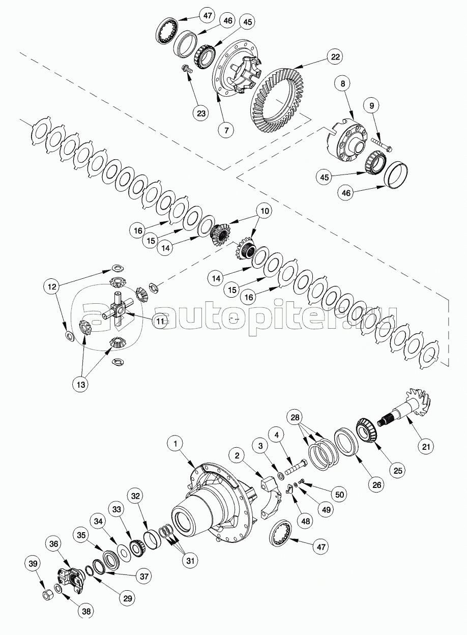 CARRIER AND DIFFERENTIAL - MFD, 10 BOLT HUB, WITHOUT DIFFERENTIAL LOCK, BSN