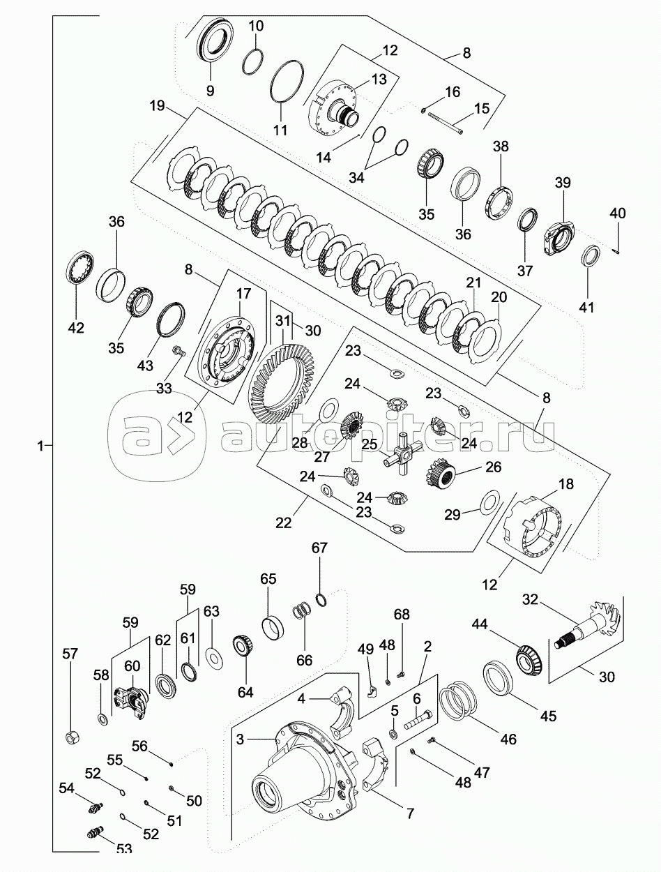 CARRIER AND DIFFERENTIAL - MFD, 10 BOLT HUB, WITH DIFFERENTIAL LOCK, ASN
