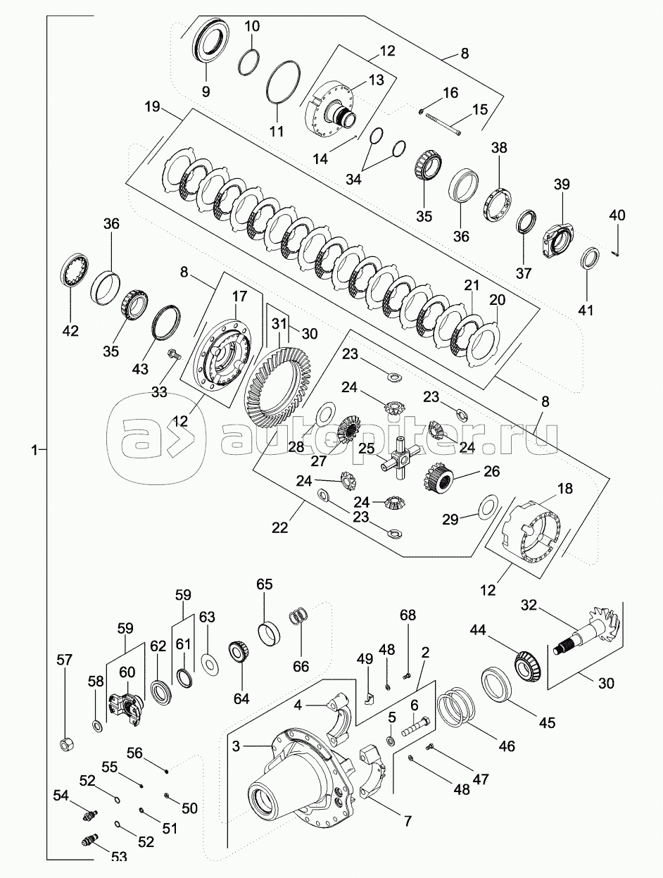 CARRIER AND DIFFERENTIAL - MFD, 12 BOLT HUB, WITH DIFFERENTIAL LOCK, ASN