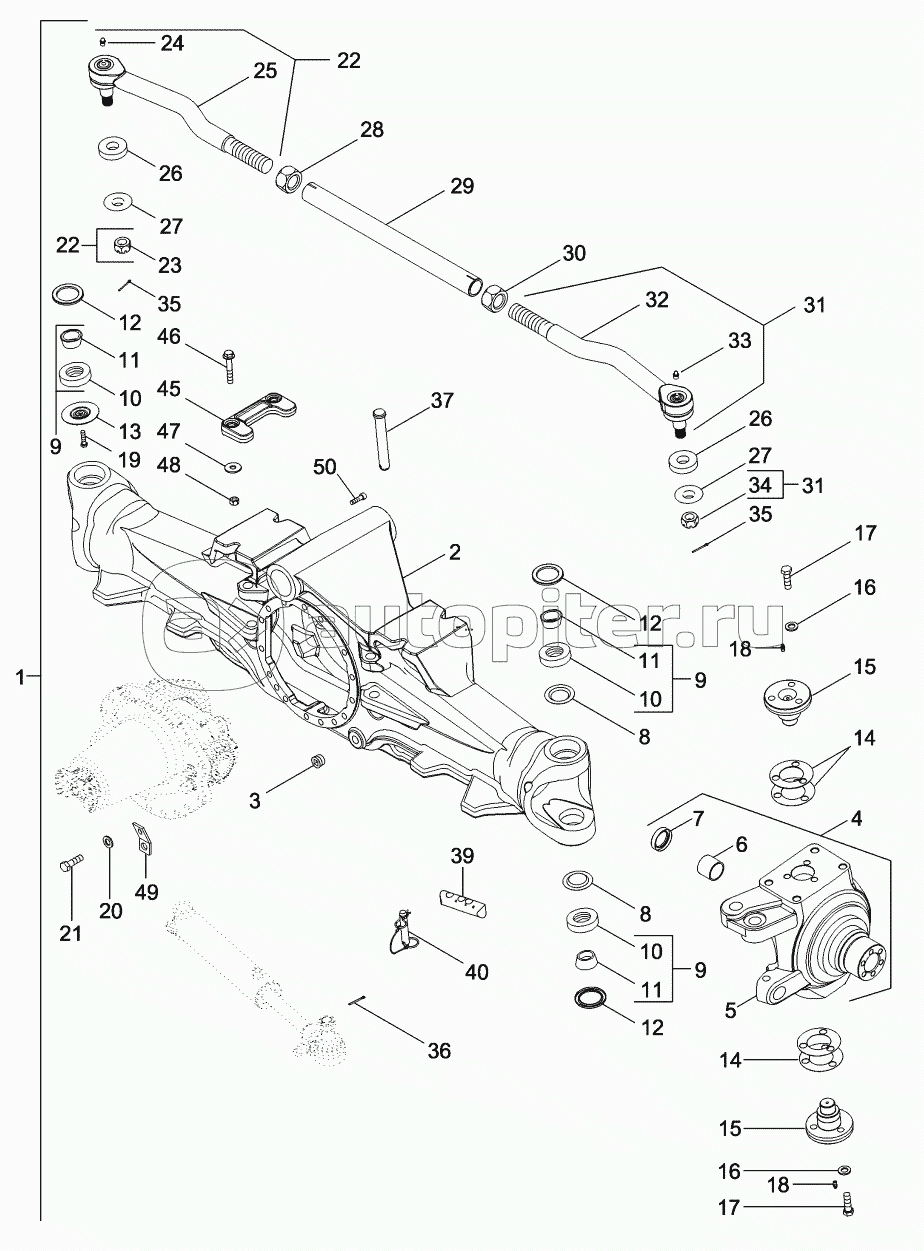 MFD AXLE HOUSING ASSEMBLY - STANDARD WITH 10 BOLT HUB, WITHOUT DIFFERENTIAL LOCK, ASN MY00193724