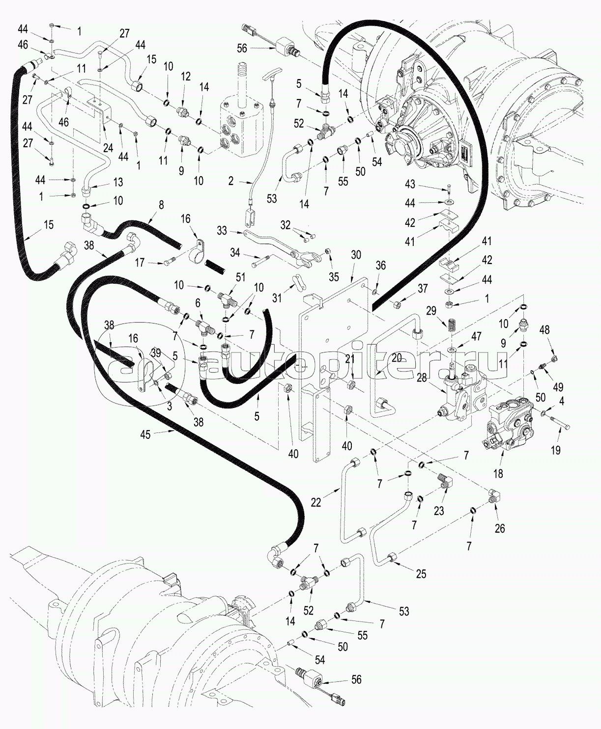 SERIES AXLE - PARK BRAKE CIRCUIT, WITH DIFFERENTIAL LOCK, WHEEL TRACTOR