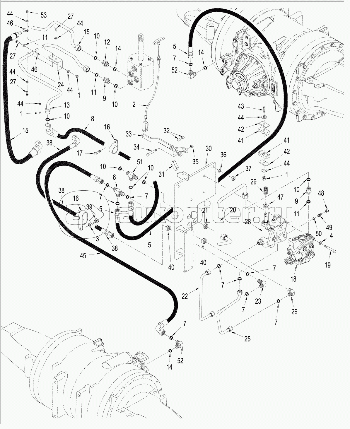 SERIES AXLE - PARK BRAKE CIRCUIT, WITHOUT DIFFERENTIAL LOCK, WHEEL TRACTOR