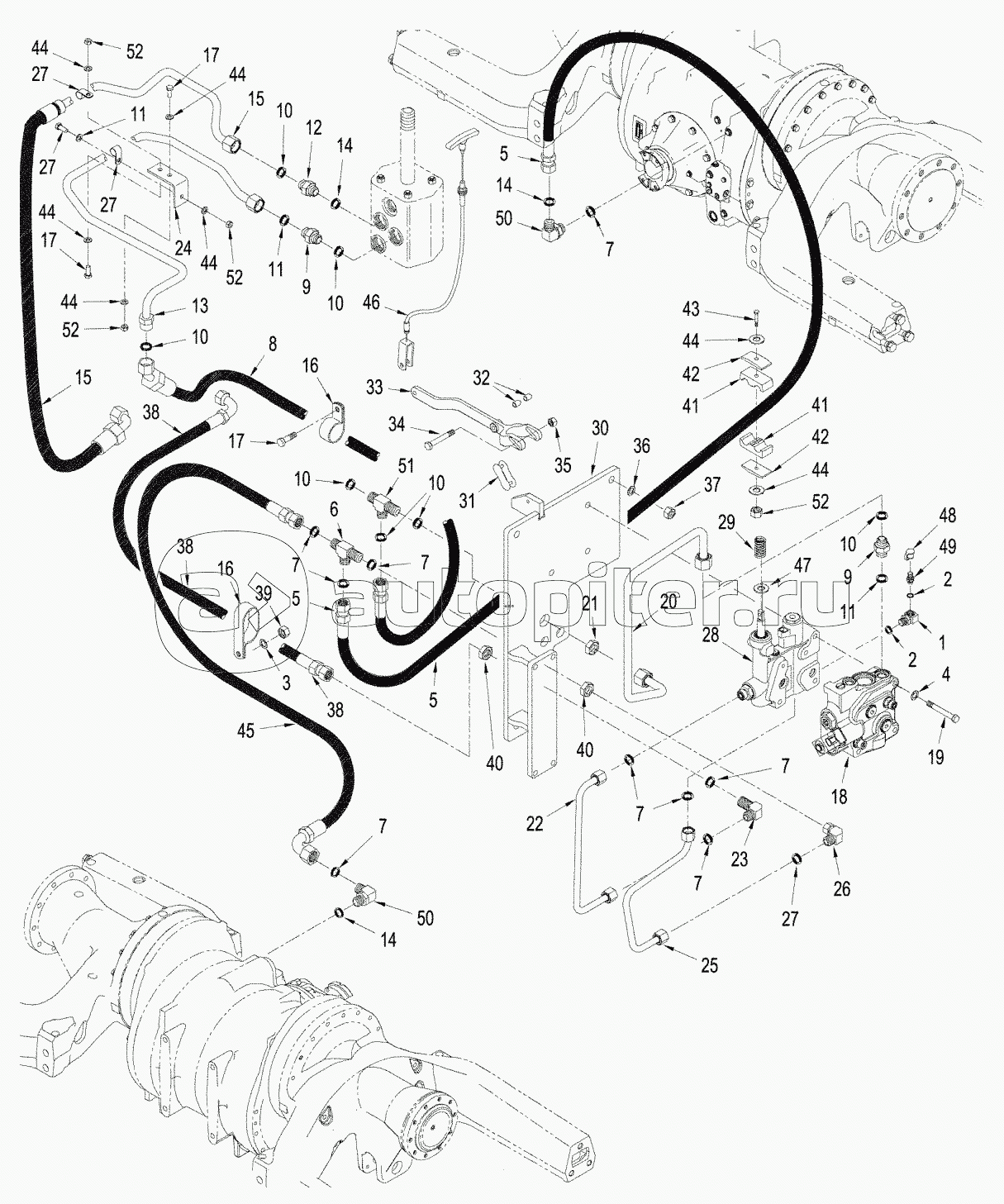 SERIES AXLE - PARK BRAKE CIRCUIT, WITHOUT DIFFERENTIAL LOCK, QUADTRAC TRACTOR