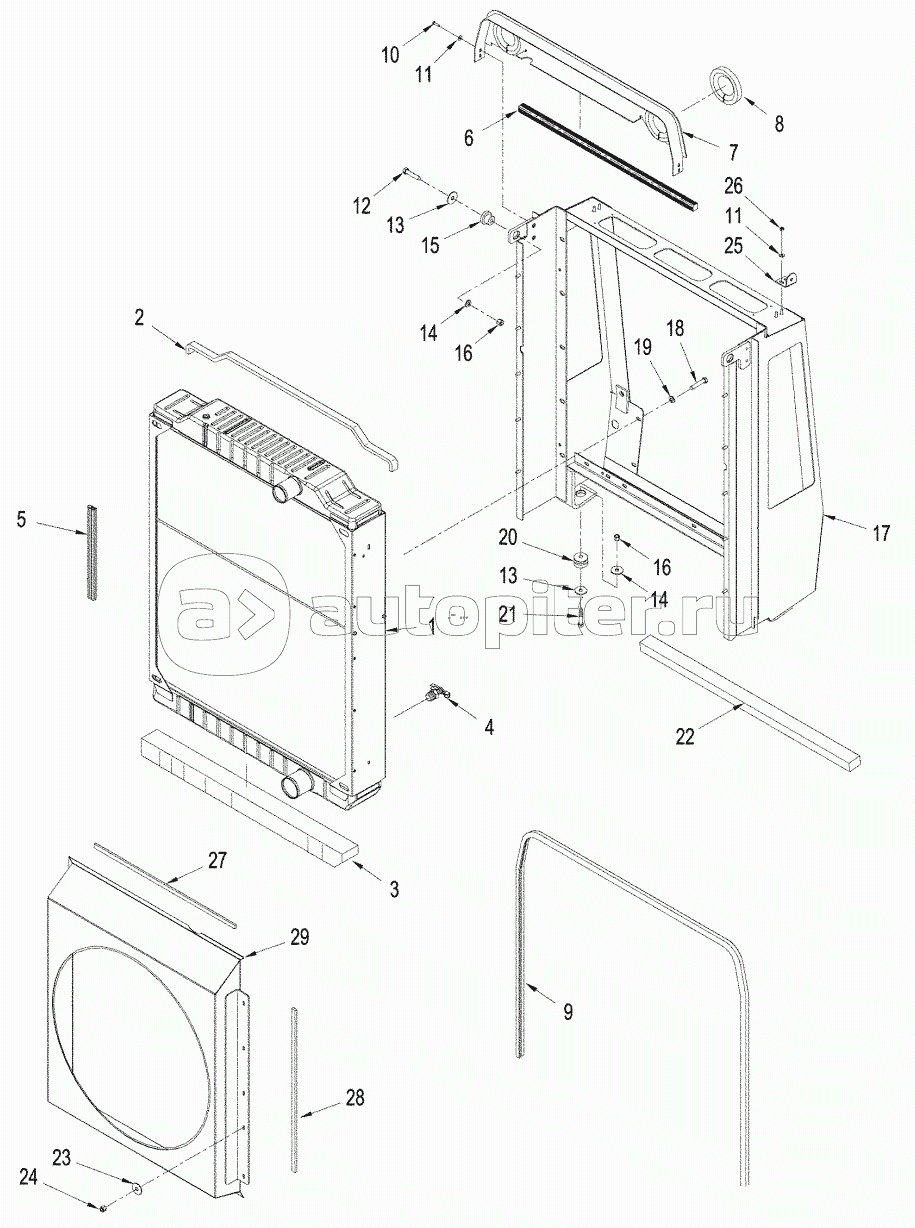 RADIATOR MOUNTING AND FAN SHROUD, STX AND STEIGER 380/430