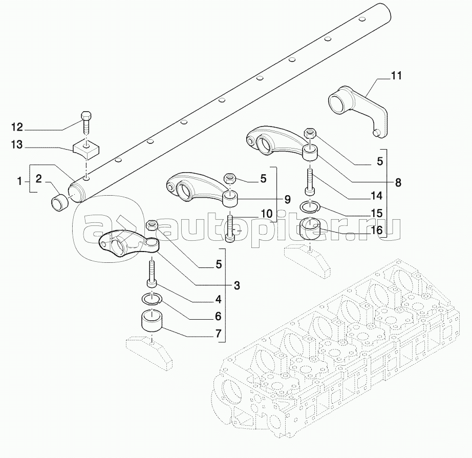 SHAFT AND ROCKER ARMS, STX AND STEIGER 380/430