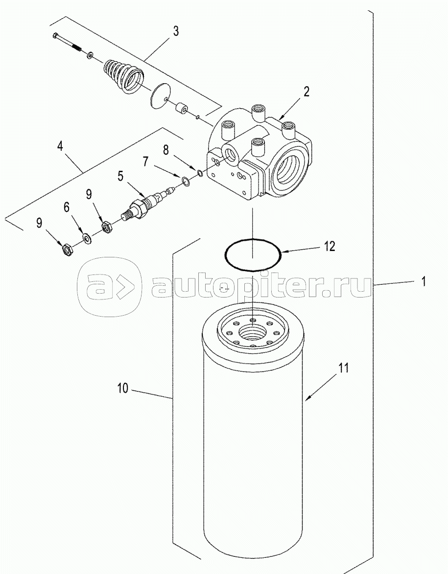 OIL FILTER - MAIN HYDRAUIC (BELOW BATTERY)