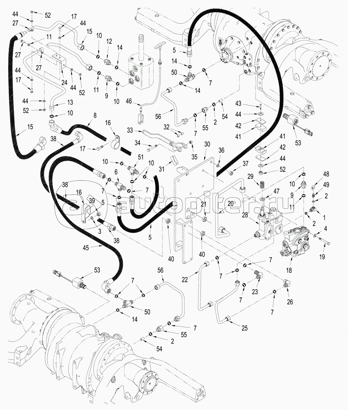 500 SERIES AXLE - PARK BRAKE CIRCUIT, WITH DIFFERENTIAL LOCK, QUADTRAC TRACTOR