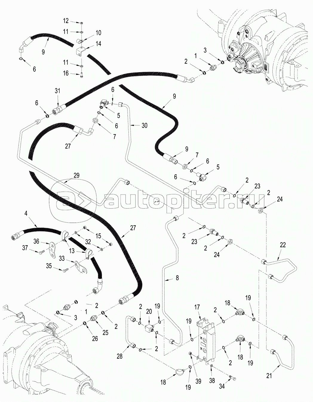 500 SERIES AXLE HYDRAULICS - AIR AND LUBRICATION CIRCUIT, WHEEL TRACTO
