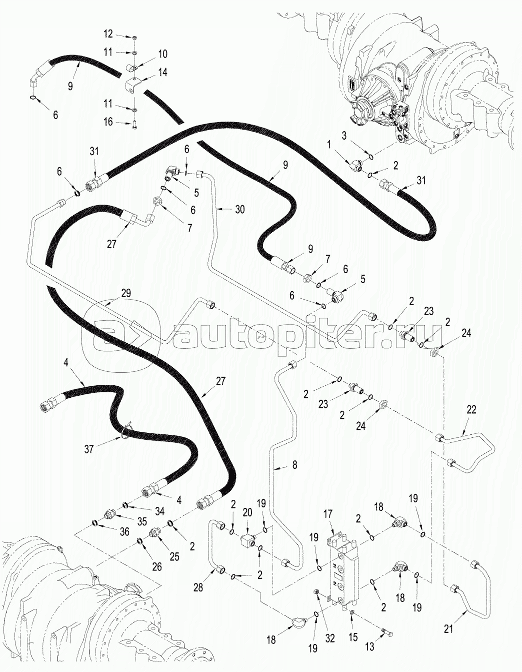 500 SERIES AXLE HYDRAULICS - AIR AND LUBRICATION CIRCUIT, QUADTRAC TRACTOR