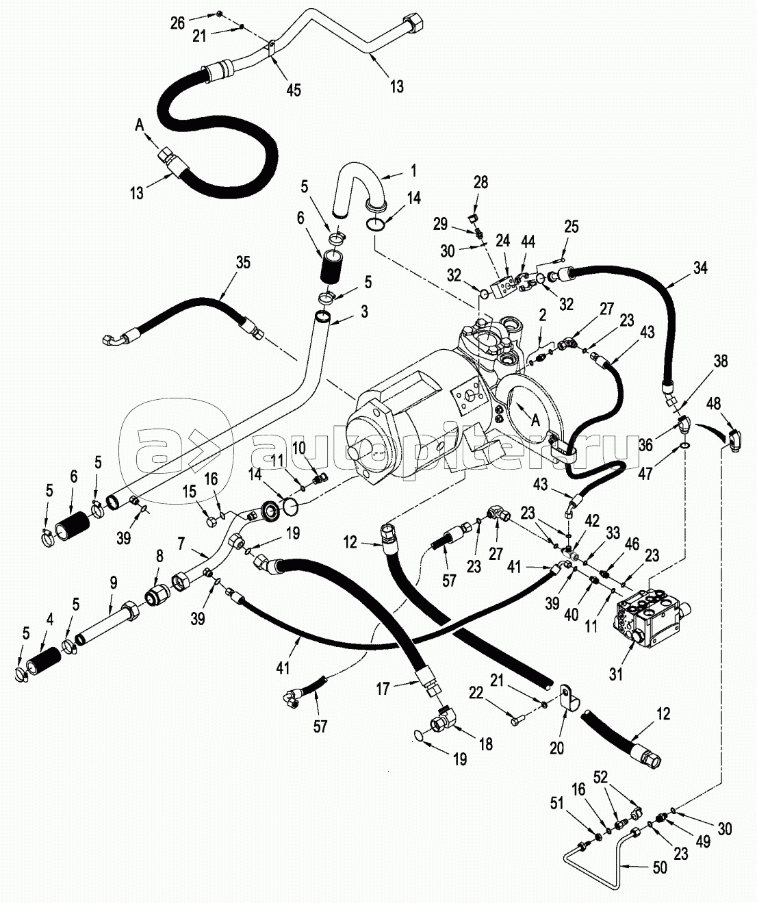 STANDARD HYDRAULICS - PUMP LUBRICATION CIRCUIT, WITH POWER SHIFT TRANSMISSION