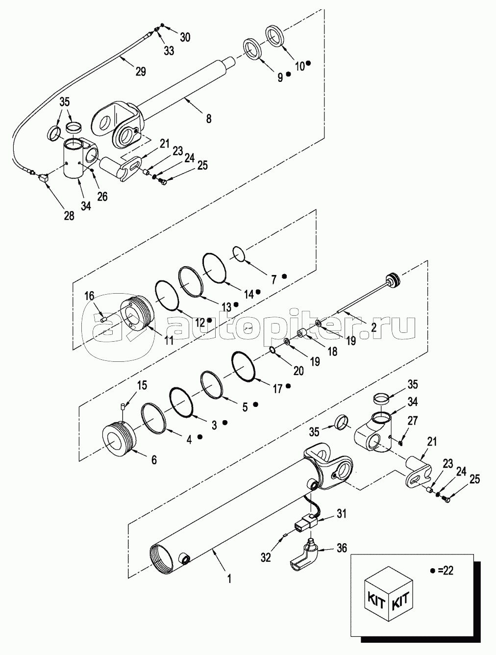 ACCUGUIDE - CYLINDER ASSY., ARTICULATION W/ SENSOR, ASN Z7F105338