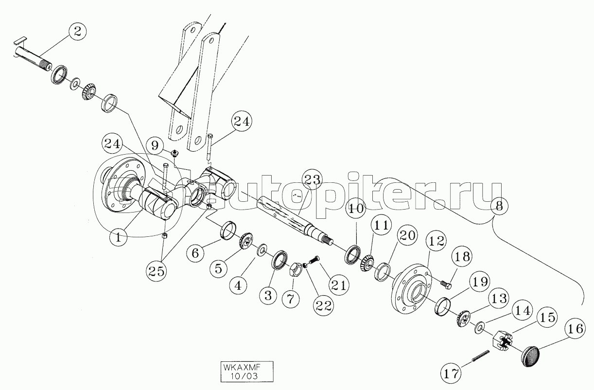 DOUBLE FOLD WALKING AXLE ASSEMBLY MAINFRAME ONLY 54-1/2 THROUGH 60-1/2