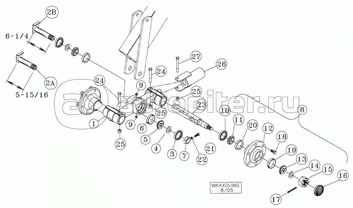 DOUBLE FOLD WALKING AXLE ASSEMBLY (WINGS ONLY) 38-1/2 THROUGH 46-1/2