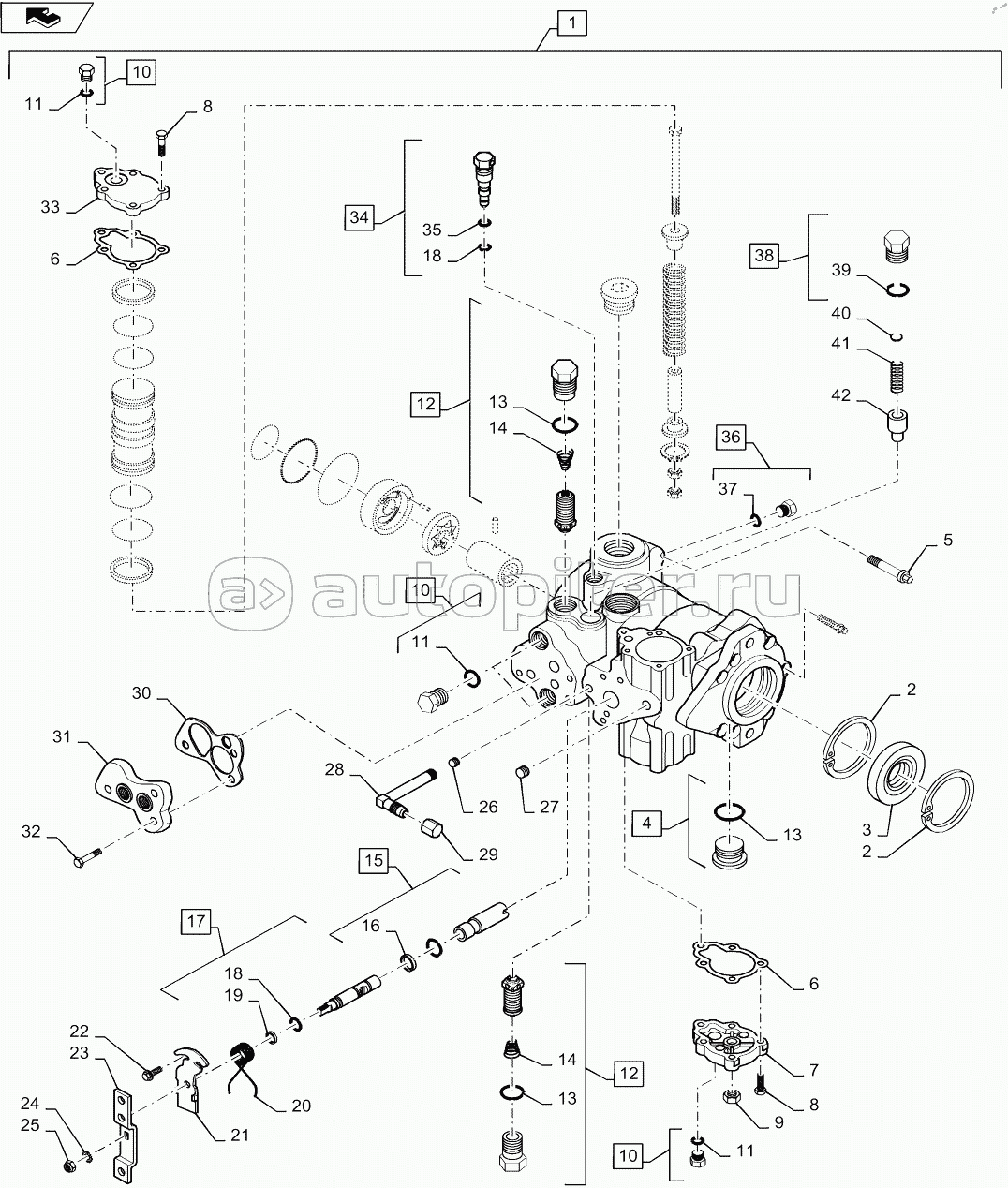 TANDEM HYDROSTATIC PUMP, 46CC, MECHANICAL CONTROL, FRONT