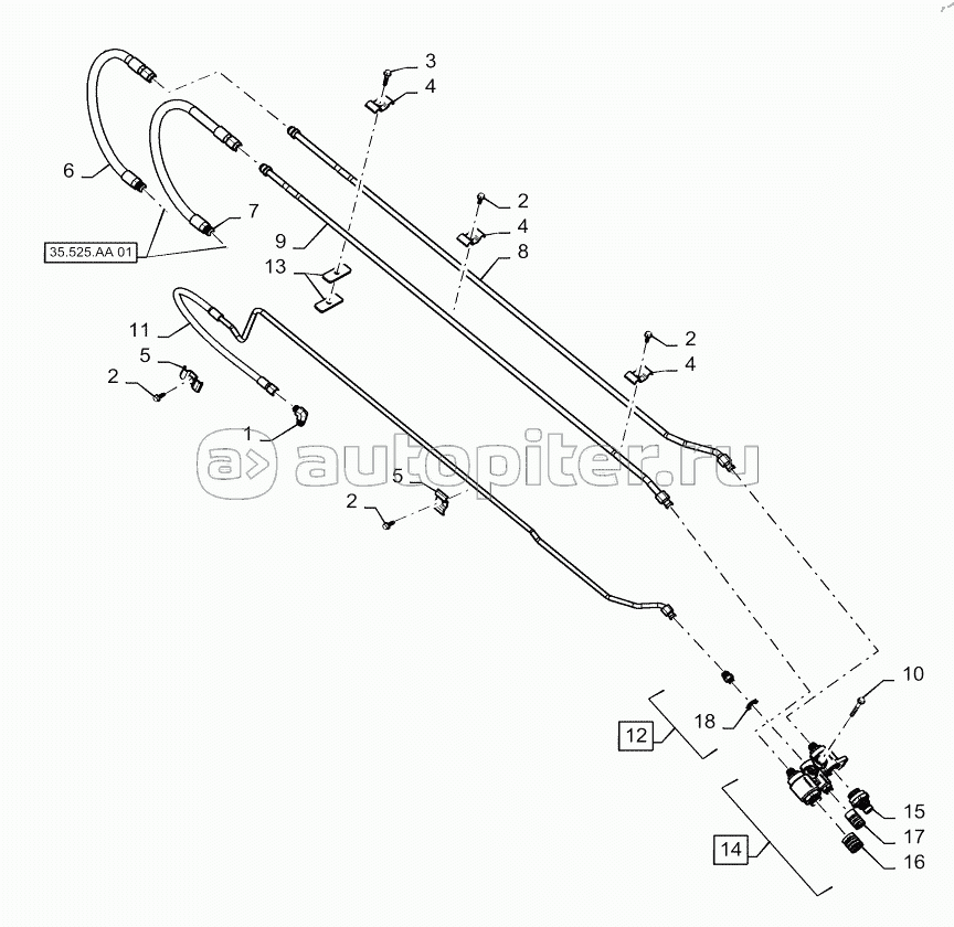 AUXILIARY BOOM ARM PLUMBING, STANDARD FLOW