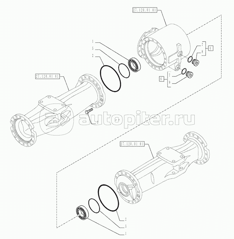 27.100.01(02) - VAR - 461150, 461151, 461153, 461155 - UNDERCARRIAGE (L=2,50MT) REARAXLE