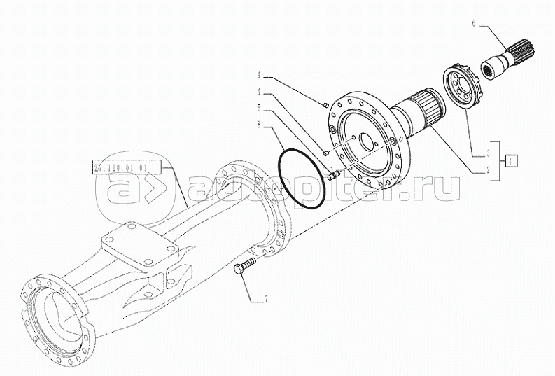27.124.01(01) - VAR - 461150, 461151, 461153, 461155 - UNDERCARRIAGE (L=2,50MT) REARAXLE WHEEL HUB & REDUCTION GEAR