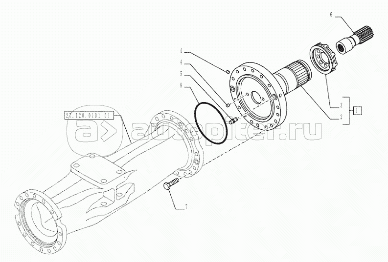 27.124.0101(01) - VAR - 461252, 461253, 461254, 4612565 - UNDERCARRIAGE (L=2,75MT) REARAXLE WHEEL HUB & REDUCTION GEAR