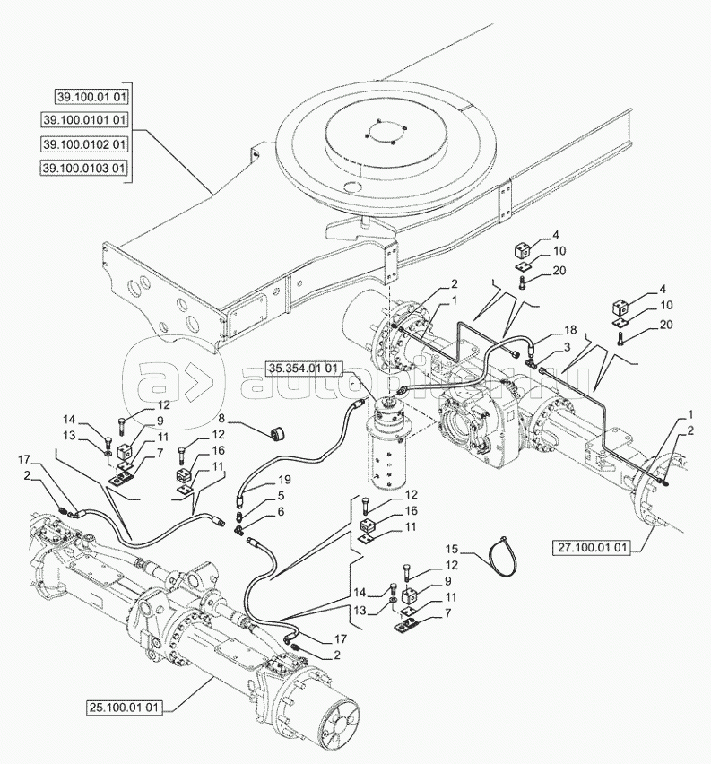 33.202.01(03) - VAR - 461150, 461151, 461153, 461155 - UNDERCARRIAGE (L=2,50MT) - BRAKE- LINES