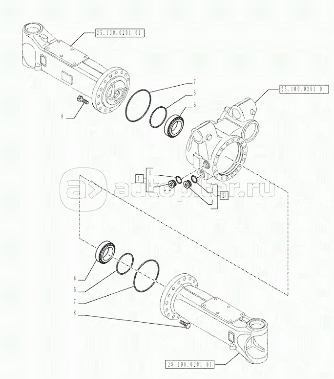 25.100.0101(02) - VAR - 461252, 461253, 461254, 461256 - UNDERCARRIAGE (L=2,75MT) -FRONT AXLE