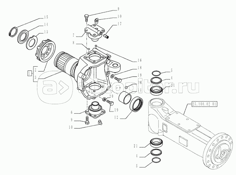 25.108.02(01) - VAR - 461150, 461151, 461153, 461155 - UNDERCARRIAGE (L=2,50MT) - FRONTAXLE - WHEEL JOINT