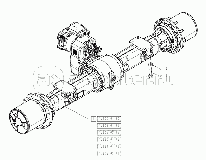 27.100.01(01) - VAR - 461150, 461151, 461153, 461155 - UNDERCARRIAGE (L=2,50MT) - REARAXLE