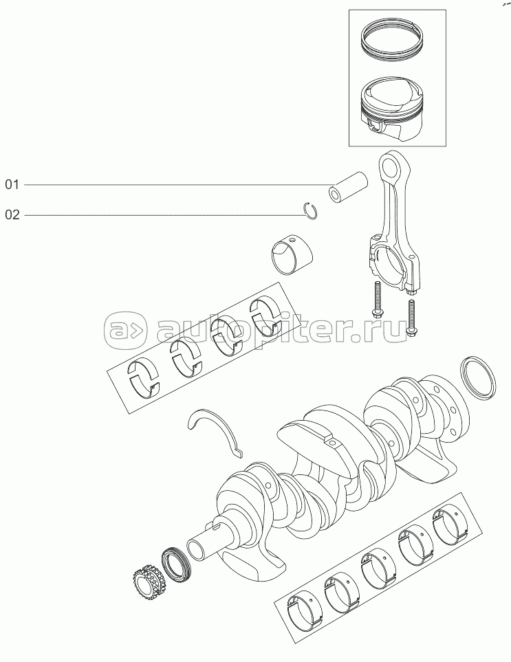 Crankshaft connecting rod mechanism (F4J16)