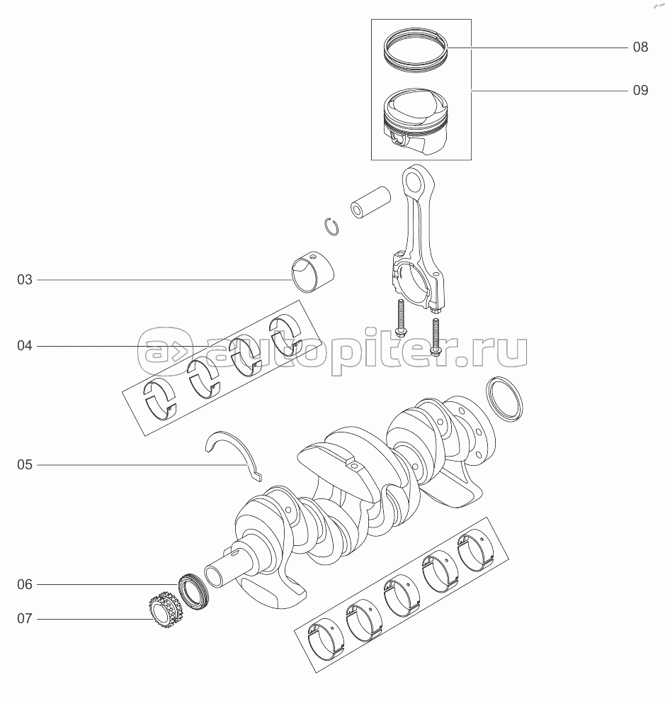 Crankshaft connecting rod mechanism (F4J16)