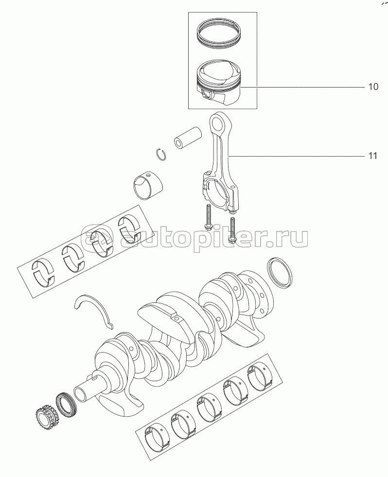 Crankshaft connecting rod mechanism (F4J16)
