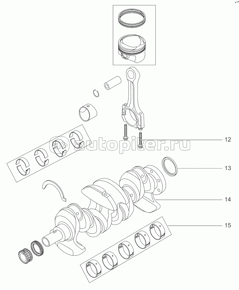 Crankshaft connecting rod mechanism (F4J16)
