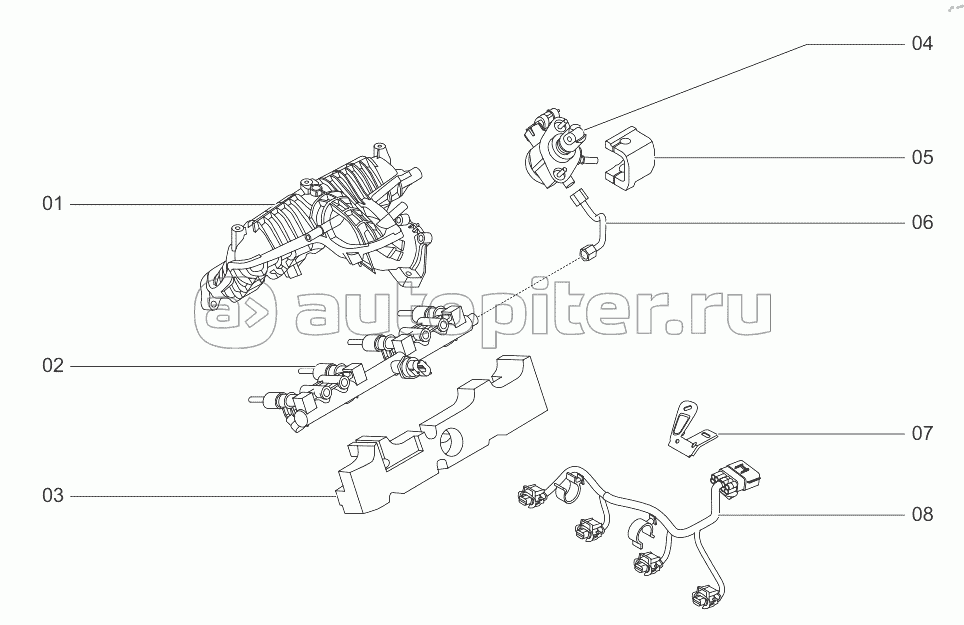 Intake/exhaust system, fuel rail (F4J16)