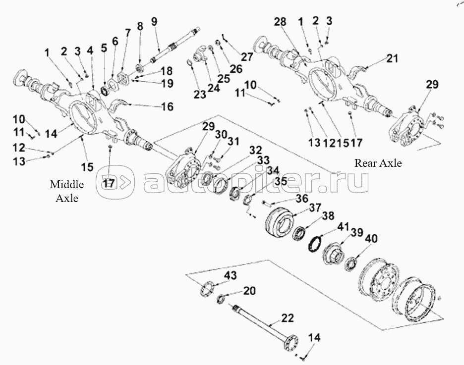 24-25-T04930 Middle Rear Axle Subassembly