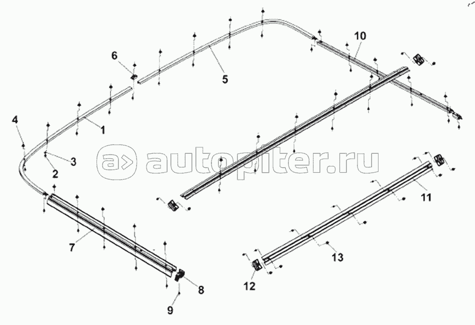 8205B-C0300 Window Curtain Sliding Rail Subassembly